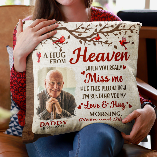 A Hug From Heaven - Personalized Photo Pillow - Gift For Memorial