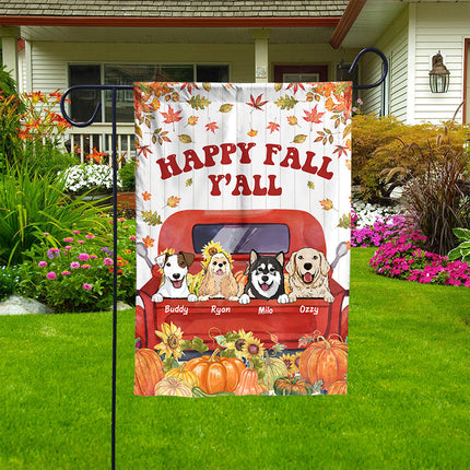 Happy Fall Y'all - Personalized Dog Flag, Autumn Fall Season