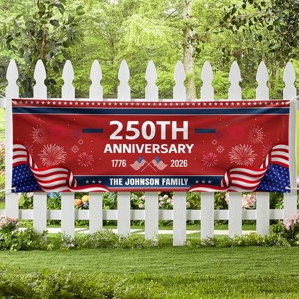 Custom Family Name 250th Anniversary 1776-2026 America Banner