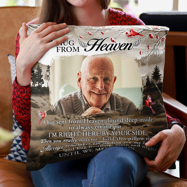 Custom Photo Hugs From Heaven - Personalized Pillow