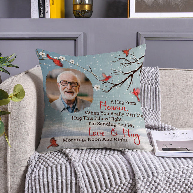 Custom Photo A Hug From Heaven - Memorial Pillow