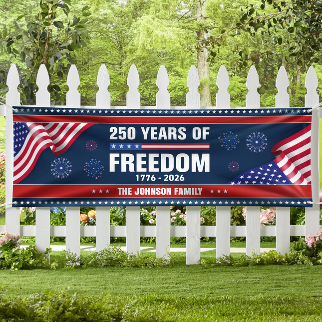 Custom Family Name 250 Years Of Freedom Banner
