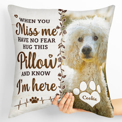 Custom Photo Hug This Pillow Then You Know I'm Here - Personalized Pillow