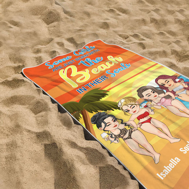 Personalized Custom Beach Towel Birthday Summer Gift For Beach Lovers, Besties, Soul Sisters, Sistas