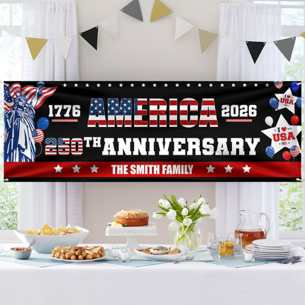 Custom Family Name America 1776-2026 250th Anniversary Banner