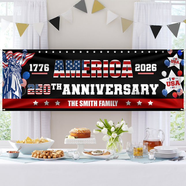 Custom Family Name America 1776-2026 250th Anniversary Banner