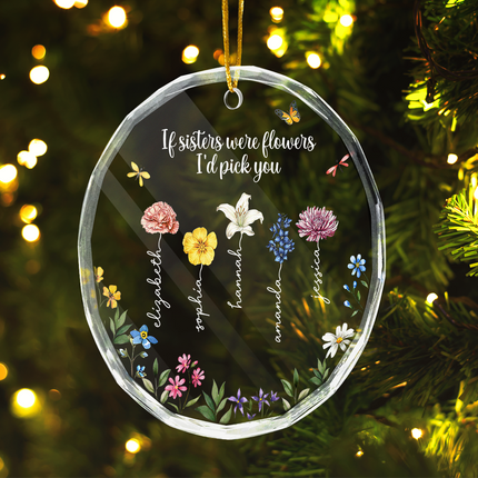Side By Side Or Miles Apart - Personalized Glass Ornament - Gift For Best Friends, BFF, Sisters