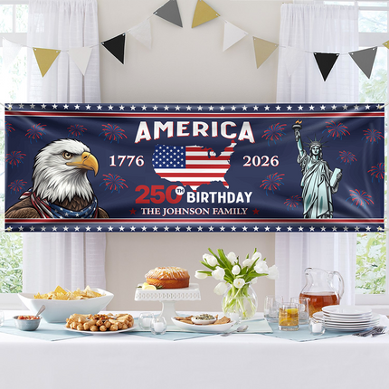 Custom Family Name American 250th Birthday 1776-2026 Banner
