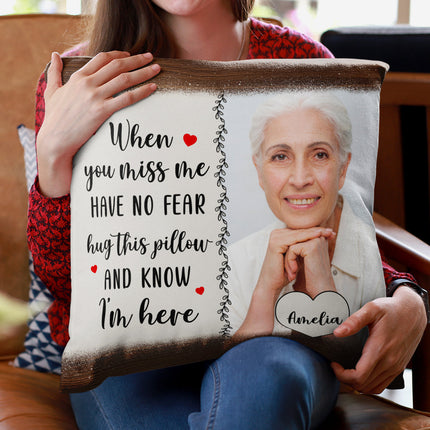 Custom Photo Hug When You Miss Me - Personalized Custom Pillow