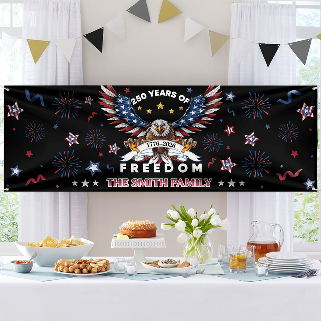 Personalized Family Name 250 Years Of Freedom America Banner