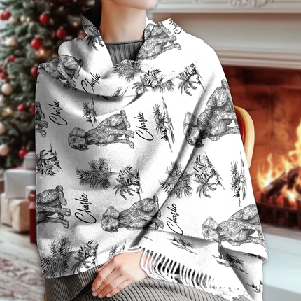 Personalized Dog Breeds Chinoiserie Toile De Jouy Style Scarf