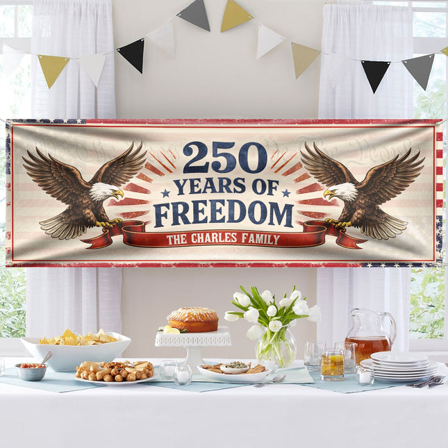 Personalized Family Name 250 Years Of Freedom Banner
