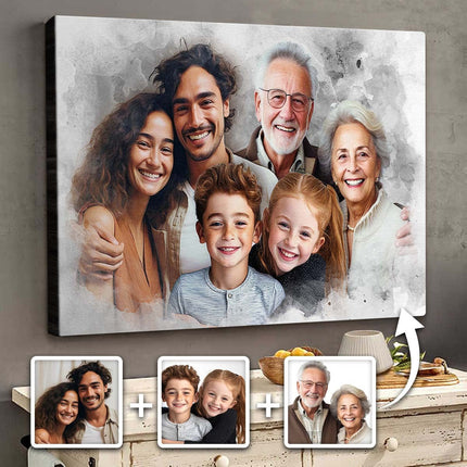 Add Deceased Loved One To Photo, Personalized Canvas, Combine Photos of Kid Family Portrait
