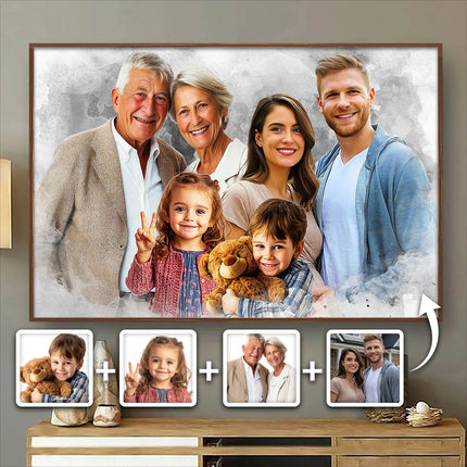 Add Deceased Loved One To Photo, Personalized Canvas, Combine Photos of Kid Family Portrait