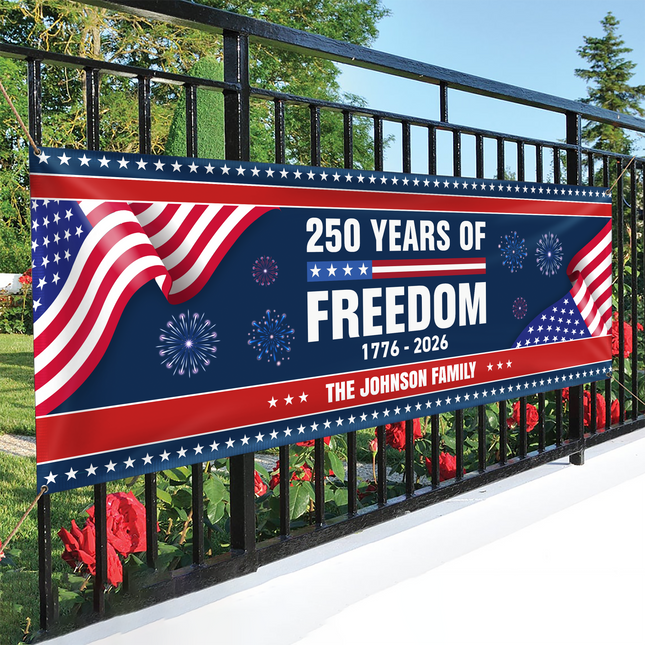 Custom Family Name 250 Years Of Freedom Banner