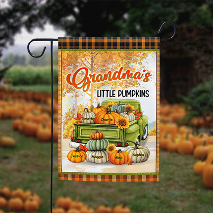 Fall Season Grandma Pumpkins Green Truck Personalized Garden Flag
