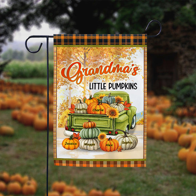 Fall Season Grandma Pumpkins Green Truck Personalized Garden Flag