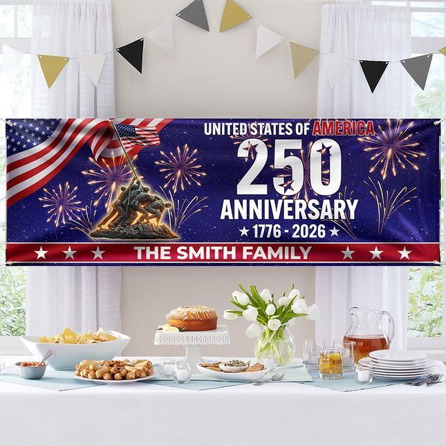 Personalized Family Name 1776-2026 250th Anniversary USA Patriotic Banner