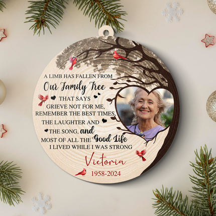 Custom Photo Memorial A Limb Has Fallen - Personalized Wooden Cutout Ornament