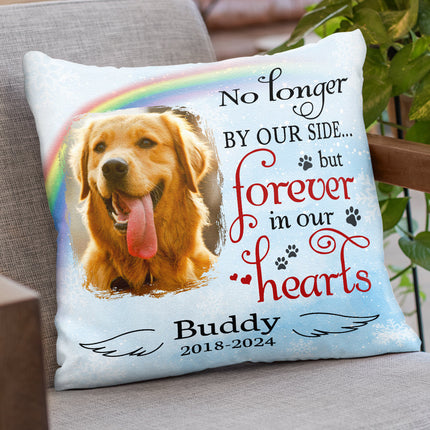 No Longer By Our Side But Forever In Our Hearts - Personalized Pillow
