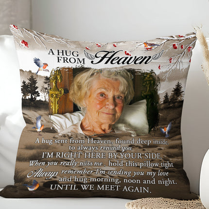 Custom Photo Hugs From Heaven - Personalized Pillow