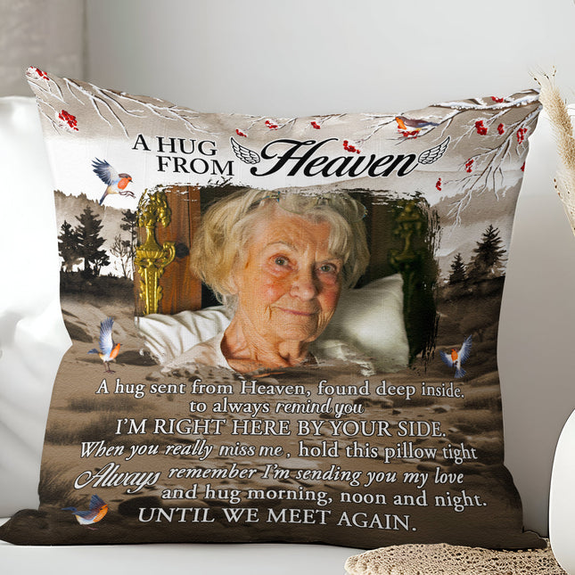 Custom Photo Hugs From Heaven - Personalized Pillow