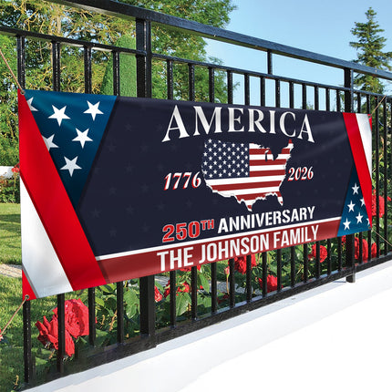 Personalized Family Name America 250th Anniversary Banner