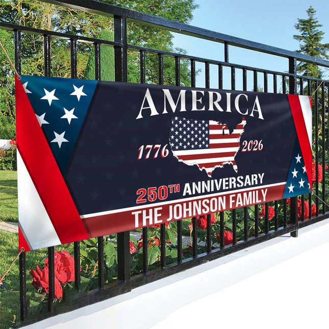 Personalized Family Name America 250th Anniversary Banner