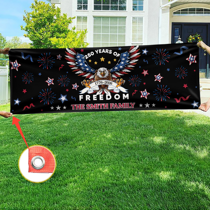 Personalized Family Name 250 Years Of Freedom America Banner