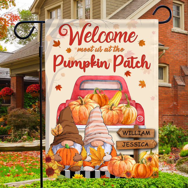 Personalized Family Fall Meet Us At Custom Flag, Fall Garden Decor, Family Gift