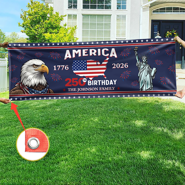 Custom Family Name American 250th Birthday 1776-2026 Banner