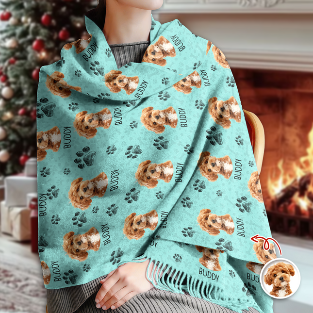 Custom Pet Photo Wool Scarf Gift For Pet Lovers