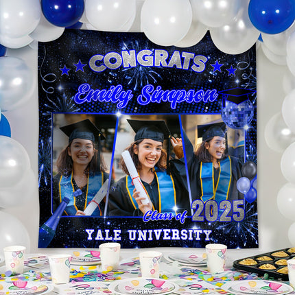 Custom Photo Class of 2026 Graduation Party Backdrop For Grad Party Decorations