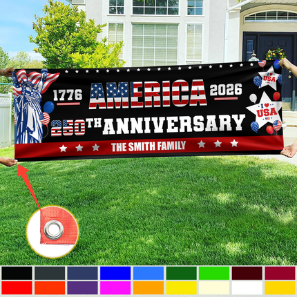 Custom Family Name America 1776-2026 250th Anniversary Banner