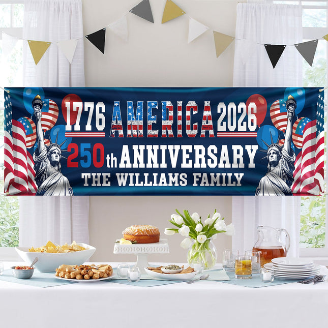 Custom Family Name USA 250th Anniversary 1776-2026 Banner