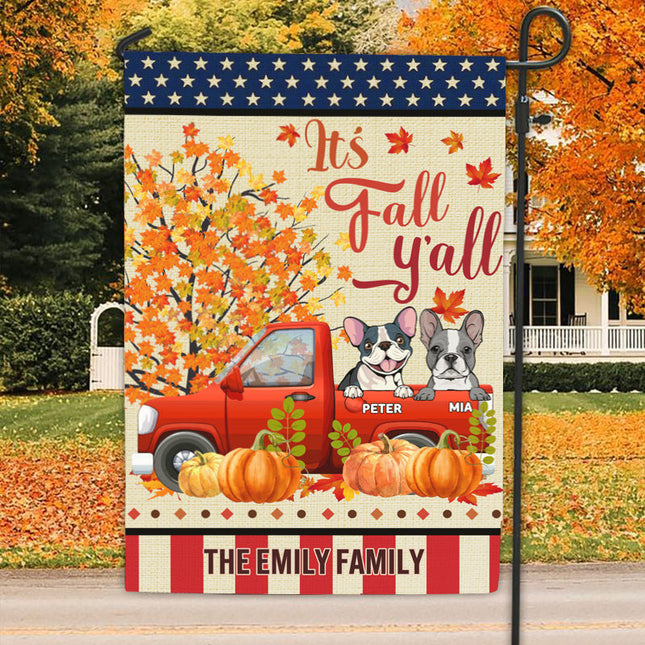 Pumpkin Truck Welcome Fall Personalized Dog Garden Flag, Autumn Fall