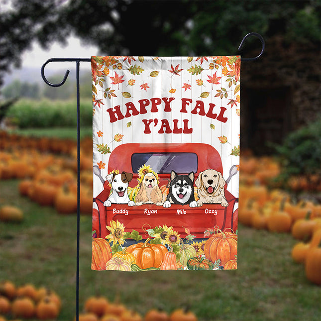 Happy Fall Y'all - Personalized Dog Flag, Autumn Fall Season