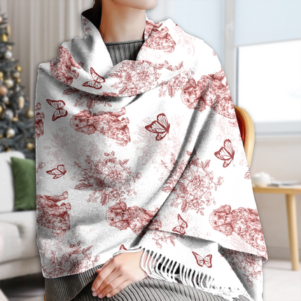 Personalized Dog Chinoiserie Toile De Jouy Style Scarf