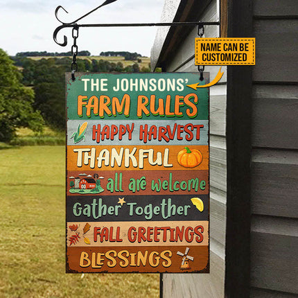 Autumn Farm Rules Fall Greetings, Custom Classic Metal Signs