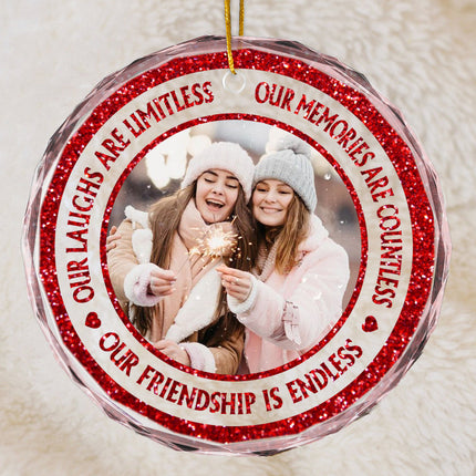 Bling Bling Glitter Custom Photo Ornament - Christmas Gift For Best Friends, Besties, Soul Sisters