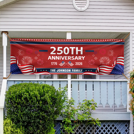 Custom Family Name 250th Anniversary 1776-2026 America Banner
