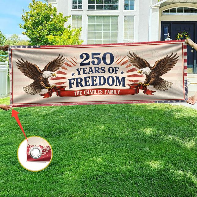 Personalized Family Name 250 Years Of Freedom Banner