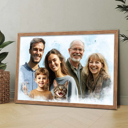 Family Portrait From Different Photos - Personalized Customized Canvas - Gift For Family Members