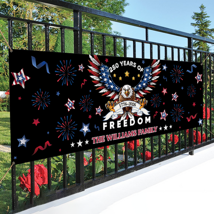 Personalized Family Name 250 Years Of Freedom America Banner