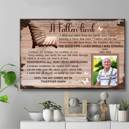 A Fallen Limb Memorial Canvas, Sympathy Gifts Personalized Custom Framed Canvas Wall Art