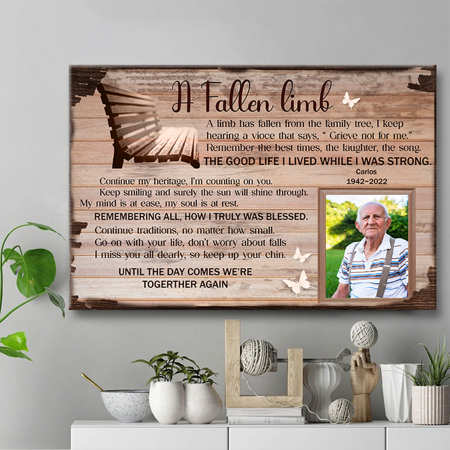 A Fallen Limb Memorial Canvas, Sympathy Gifts Personalized Custom Framed Canvas Wall Art