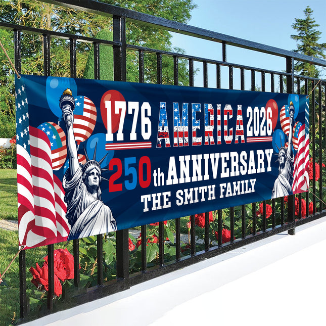 Custom Family Name USA 250th Anniversary 1776-2026 Banner