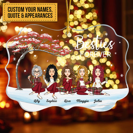 Besties Forever Christmas Tree - Personalized Acrylic Ornament - Christmas Gift For Besties, Sisters, Sistas