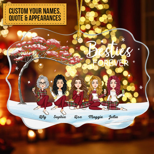 Besties Forever Christmas Tree - Personalized Acrylic Ornament - Christmas Gift For Besties, Sisters, Sistas