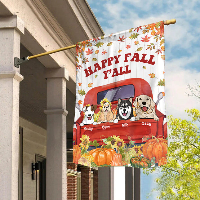 Happy Fall Y'all - Personalized Dog Flag, Autumn Fall Season